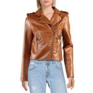 Boundless North faux leather cognac Moto jacket. Size Small. NWT.